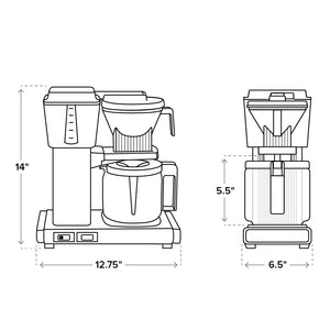 Moccamaster KBGV coffee brewer measurement specifications